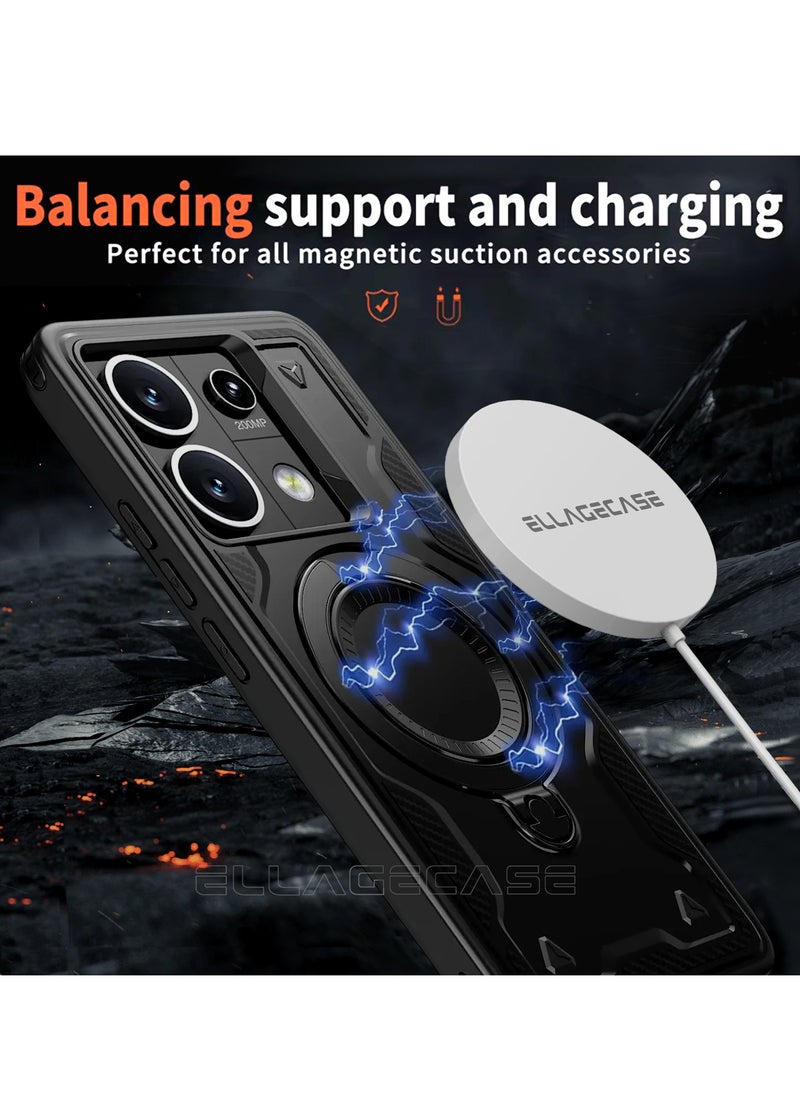 ELLAGECASE Protective Case with Ring for Xiaomi Redmi Note 13 Pro 5G / Poco X6 5G, Rugged Drop Protection, Horizontal and Vertical Stand Capability, Solid Camera Protection, Balanced Support, and Perfect Compatibility with Magnetic Accessories  - Image 2
