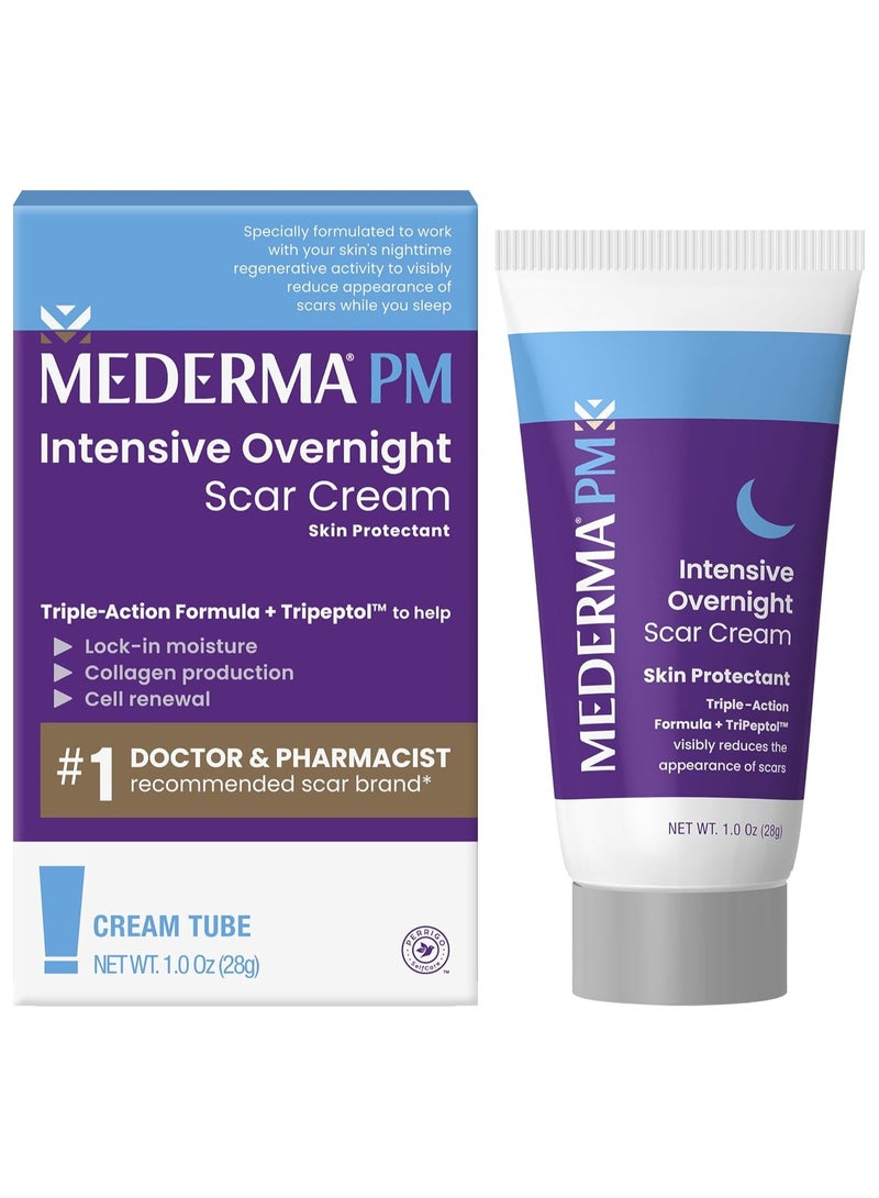Mederma PM Intensive Overnight Scar Cream, Works with Skin's Nighttime Regenerative Activity, Clinically Shown to Make Scars Smaller and Less Visible, 1.0 Oz (28g) - Image 1