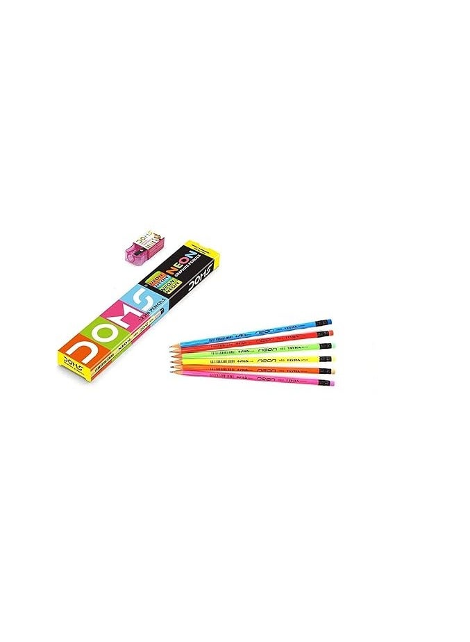 12-Pieces Neon Super Dark Graphite Pencil Set
