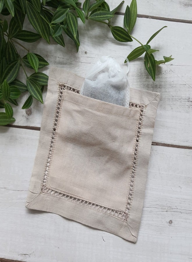 Hcraft Hand Embroidered Lavender Sachet Bags, 6"x6" Set of 3 Embroidery Natural Linen, Lavender Sachets for Drawers and Closets, Dried Lavender - Image 3