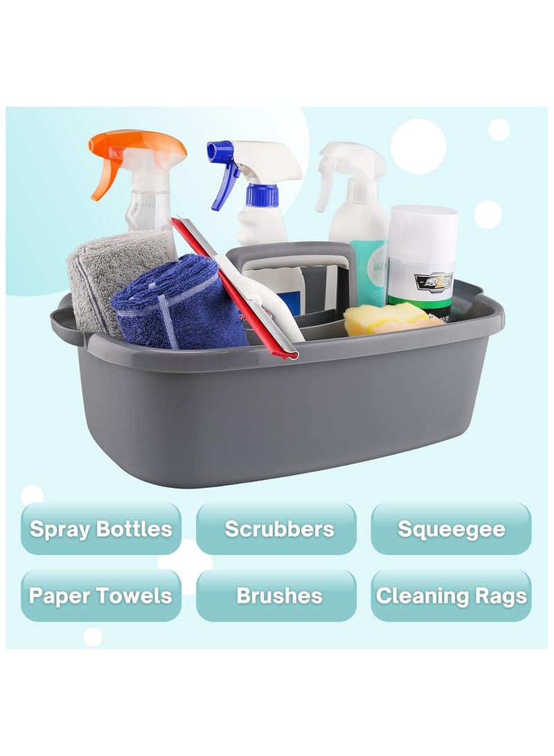 Cleaning Caddy Organizer with Handle, Gray Plastic Bucket for Cleaning Supplies Products, Cleaning Tool Storage Tote, 2 Pack  - Image 3
