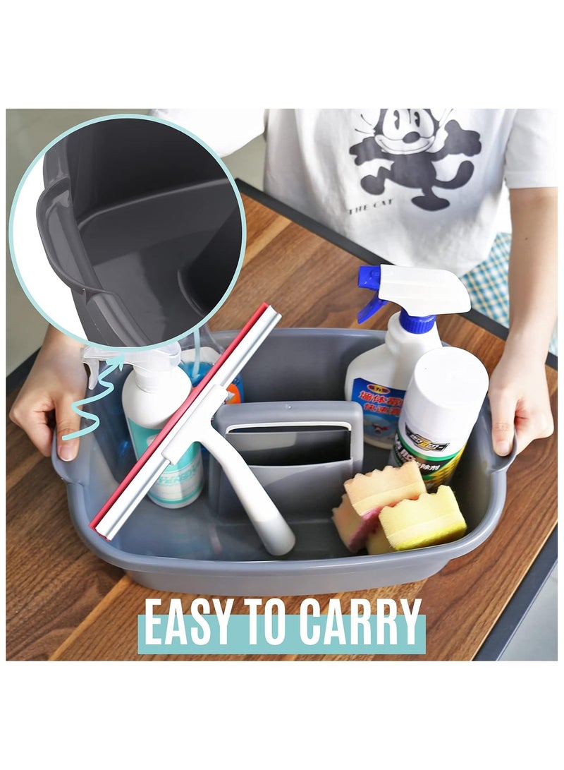 Cleaning Caddy Organizer with Handle, Gray Plastic Bucket for Cleaning Supplies Products, Cleaning Tool Storage Tote, 2 Pack  - Image 5