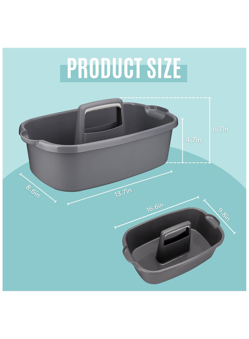 Cleaning Caddy Organizer with Handle, Gray Plastic Bucket for Cleaning Supplies Products, Cleaning Tool Storage Tote, 2 Pack  - Image 4