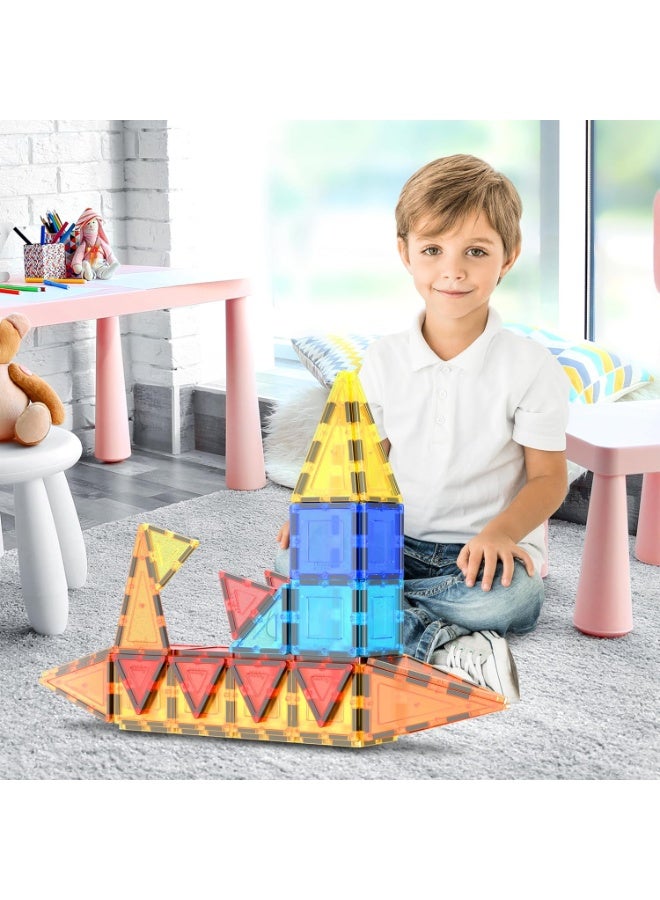 PicassoTiles Magnetic Tiles Building Blocks 60-Pieces | STEM Toys | Educational Toy Set | Stacking Blocks | Enhance Problem-solving Skills & Fine Motor Skills | Improves Coordination & Creativity | Gift for Kids and Toddlers | Construction Building Set for Child Brain Development - Image 2
