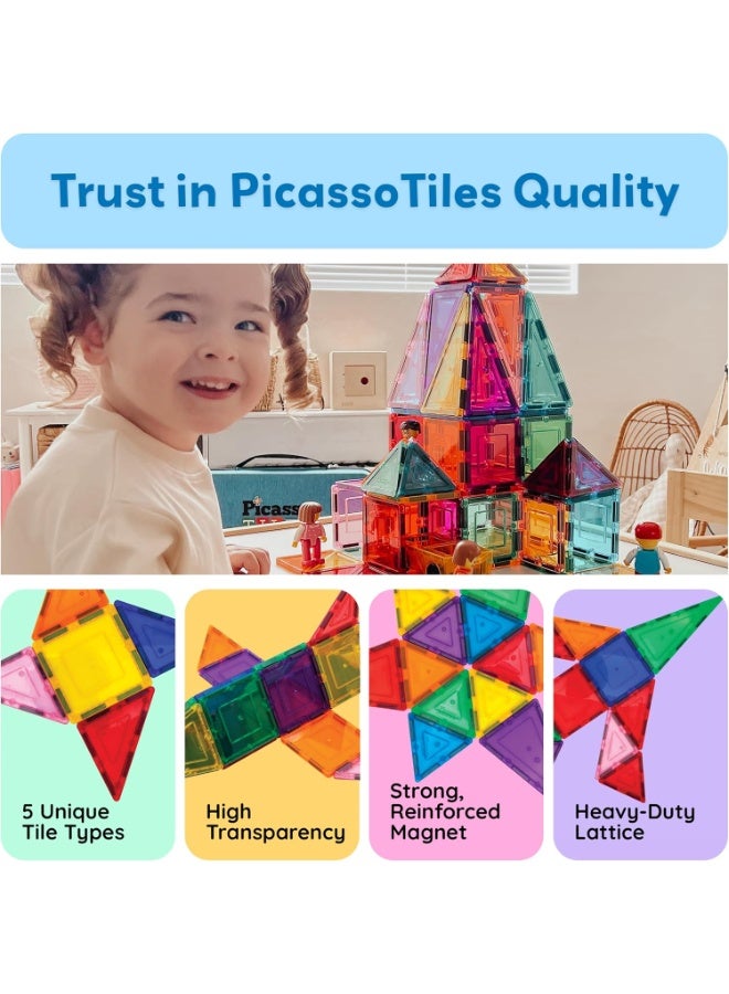 PicassoTiles Magnetic Tiles Building Blocks 60-Pieces | STEM Toys | Educational Toy Set | Stacking Blocks | Enhance Problem-solving Skills & Fine Motor Skills | Improves Coordination & Creativity | Gift for Kids and Toddlers | Construction Building Set for Child Brain Development - Image 3