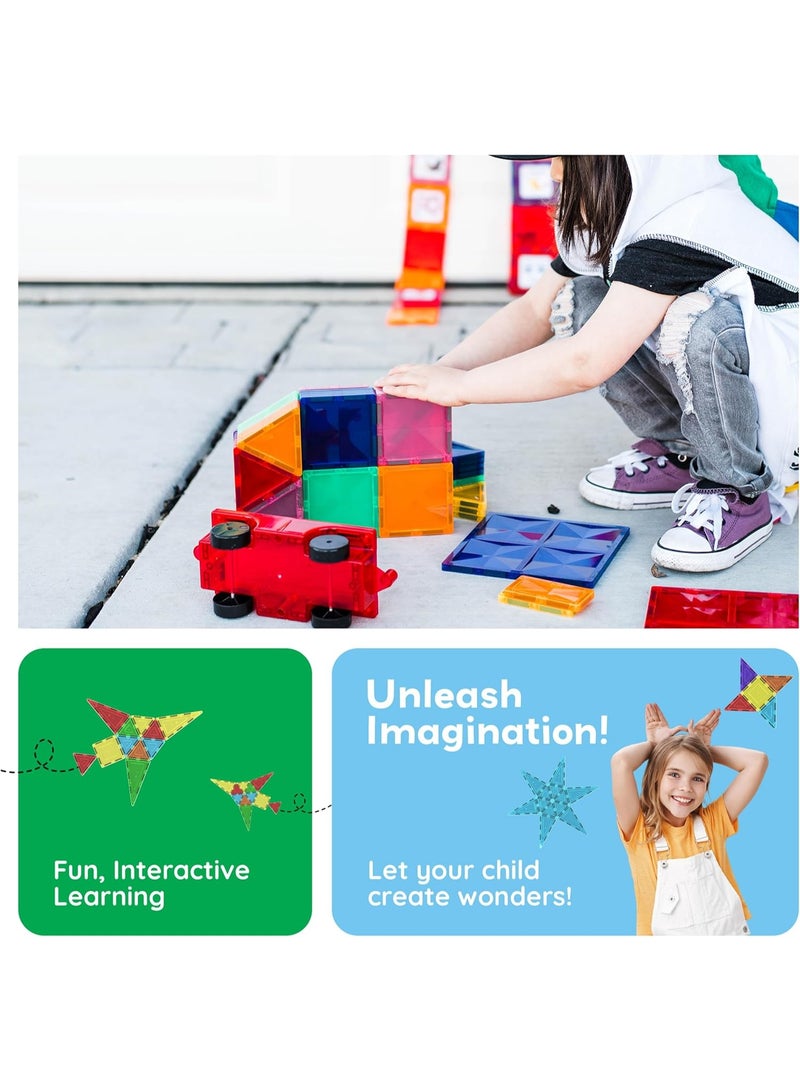 PicassoTiles Magnetic Tiles Building Blocks 60-Pieces | STEM Toys | Educational Toy Set | Stacking Blocks | Enhance Problem-solving Skills & Fine Motor Skills | Improves Coordination & Creativity | Gift for Kids and Toddlers | Construction Building Set for Child Brain Development - Image 5