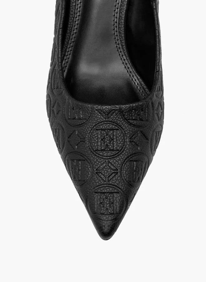 ELLE Women's Logo Detail Pointed Toe Pumps with Stiletto Heels