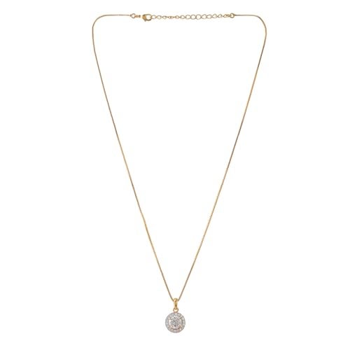 VOYLLA Sparkling Elegance Golden Glow Pendant Set, American Diamond, Trendy, Gift For Women, Rakhi Gift For Sister - Image 4