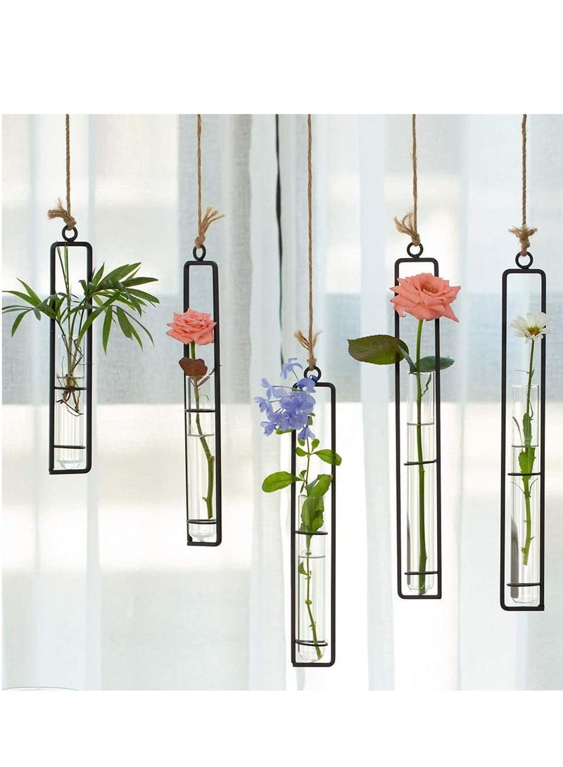 Y&D Wall-Mounted Plant Vase, Hanging Clear Glass Propagation Tube for Cuttings, Flower Home Decoration, Hydroponic Balcony Floral Container, 2Pcs  - Image 3