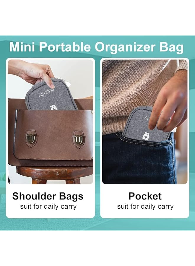 HOOKOR First Aid Kit Bags 2 Pieces Empty Medicine Bags First Aid Bag Portable Gray Medical Medicine Bags for Outdoor Camping Travel Work - Image 4