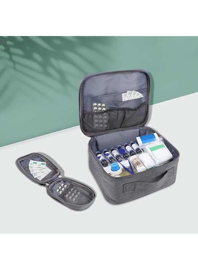 HOOKOR First Aid Kit Bags 2 Pieces Empty Medicine Bags First Aid Bag Portable Gray Medical Medicine Bags for Outdoor Camping Travel Work - Image 5