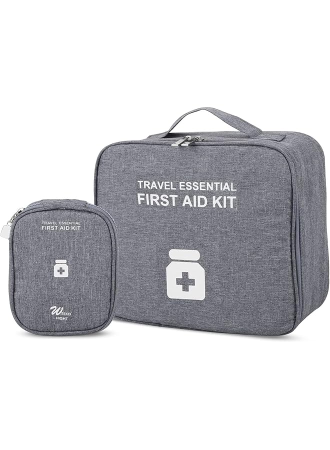HOOKOR First Aid Kit Bags 2 Pieces Empty Medicine Bags First Aid Bag Portable Gray Medical Medicine Bags for Outdoor Camping Travel Work - Image 1