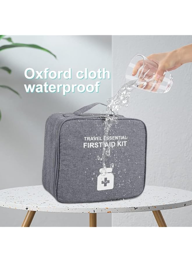 HOOKOR First Aid Kit Bags 2 Pieces Empty Medicine Bags First Aid Bag Portable Gray Medical Medicine Bags for Outdoor Camping Travel Work - Image 3