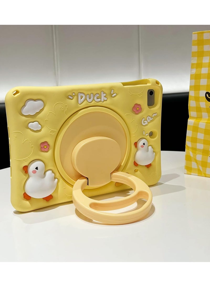 general for iPad Air 2/iPad 6th 9.7/iPad Pro 9.7 inch Case, with Rotating Cartoon Kickstand and Shoulder Strap Decompression Squeezing Silicone Protective Case, Cute Kawaii Case for Kids Girls Boys - Image 1