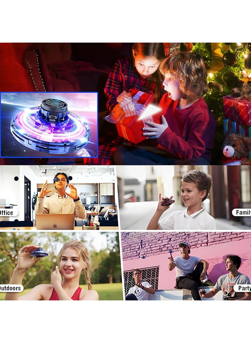 Flying Spinner Toys, Hand Controlled Mini Drone, RGB Light Fidget Boomerang Spinner, 360 Rotating Fly UFO Spin Drone, Flying Space Toys Gift For Kids Adults Outdoor Indoor (Blue) - Image 5