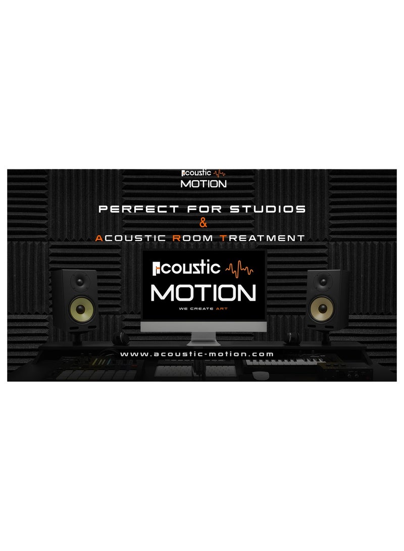 أكويستك موشان الواح اسفنجية مقاومة للصوت مقاس 5 سم مع مجموعة ذاتية اللصق مكونة من 12 قطعة مقاس 5 × 30 × 30 سم، لون رمادي داكن اساسي للاستوديو المنزلي والمعالجة الصوتية. - Image 5