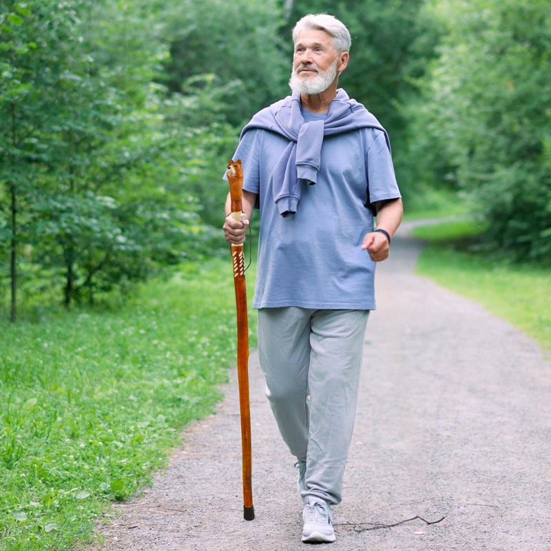 BODYTREE Carved Walking Stick - Lightweight and Strong Wooden Treckking Pole & Cane for Men Women & Seniors - A Hiking Gear Sculpted in Wood (Bear) - Image 3