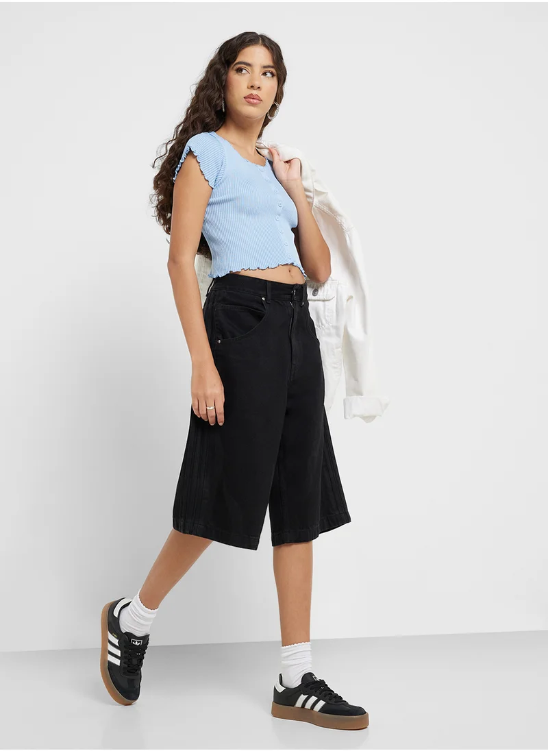 Ginger Lettuce Hem Button Up Tshirt