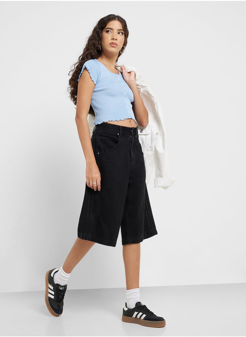 Lettuce Hem Button Up Tshirt