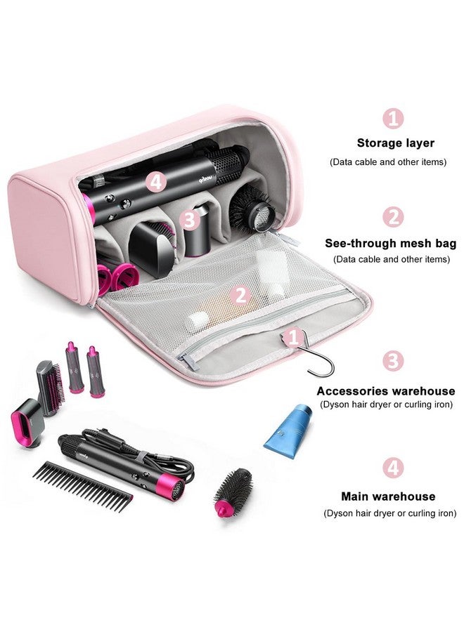 MAYCREATE® Travel Storage Bag for Dyson Air wrap Holder Hair Styler Organizer for Airwrap Attachments Portable Storage Bag with Hanging Hook, Pink (Bag Only) - Image 4