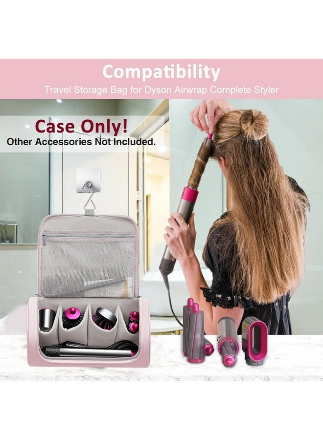 MAYCREATE® Travel Storage Bag for Dyson Air wrap Holder Hair Styler Organizer for Airwrap Attachments Portable Storage Bag with Hanging Hook, Pink (Bag Only) - Image 5