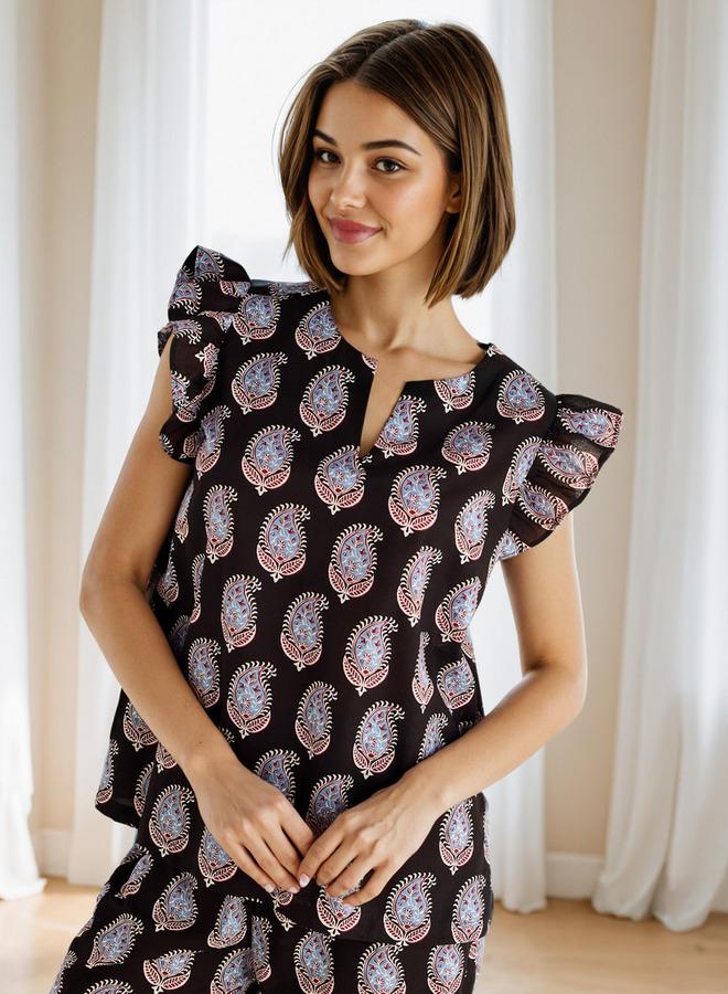 سبلاش فيڤ طقم بيجامة مطبوع بأكمام مكشكشة - Image 2