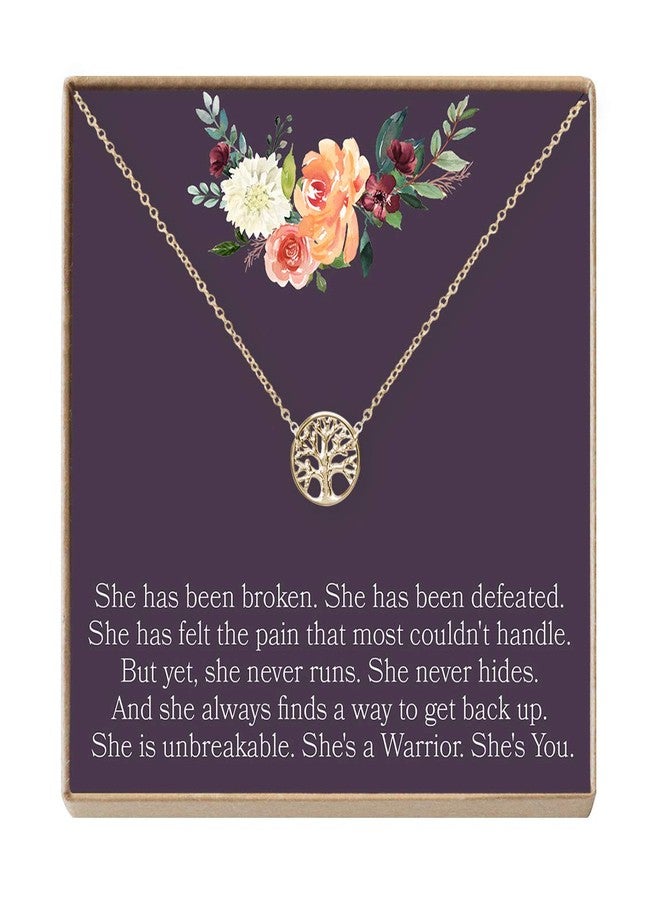 Dear Ava Thinking of You Gift Necklace: Inspirational Quote, Condolence, Cancer (Tree Gold) - Image 1