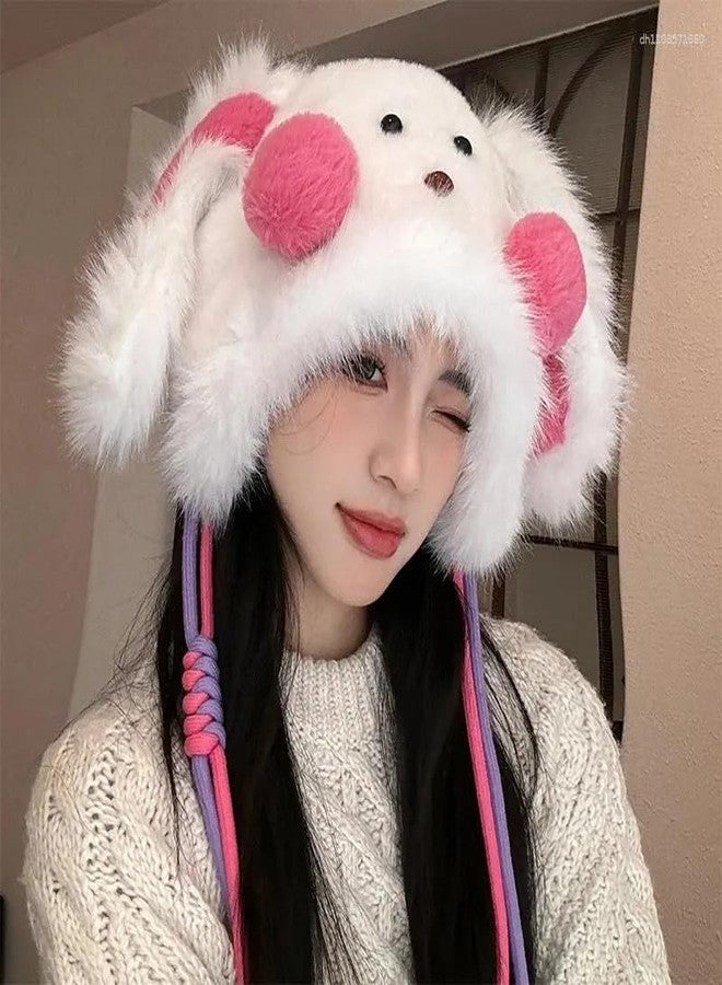 Richmen Kids Winter Hat Monkey Caps Woolen Beanie | Soft Fleece Lined Winter Caps for Women Girls Earflap Hood Skull Caps | Above 6 Years (Pink) - Image 3