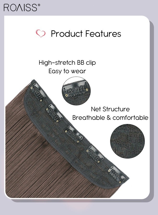 رويس وصلات شعر بمشبك، وصلات شعر مجعد من قطعة واحدة مع 5 مشابك، قطعة شعر صناعية مقاومة للحرارة للنساء والفتيات، 55 سم (22 بوصة) - Image 4