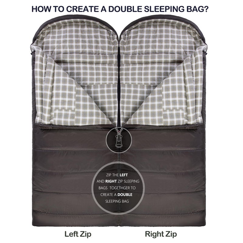 HiZYNICE Sleeping Bags for Adults Large Wide Cold Weather 0 Degree XL XXL Plus Size Oversized,Olive Brown Right Zip - Image 5