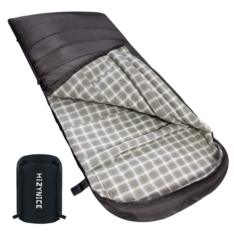 HiZYNICE Sleeping Bags for Adults Large Wide Cold Weather 0 Degree XL XXL Plus Size Oversized,Olive Brown Right Zip - Image 1