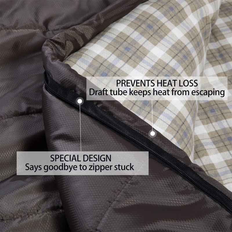 HiZYNICE Sleeping Bags for Adults Large Wide Cold Weather 0 Degree XL XXL Plus Size Oversized,Olive Brown Right Zip - Image 4