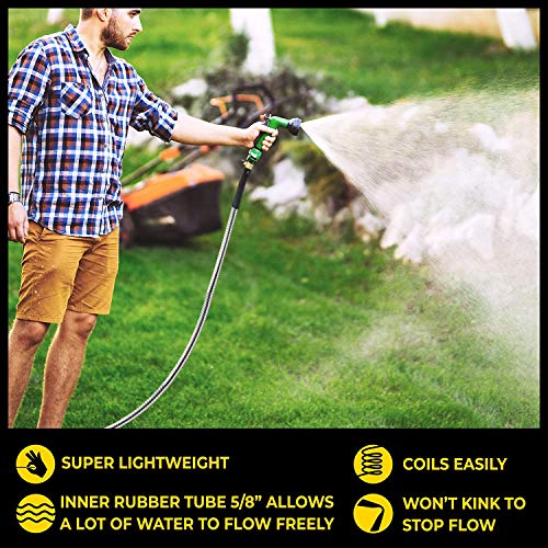 Bionic Steel PRO 75ft Garden Hose with Nozzle, 304 Stainless Steel Metal 75ft Water Hose Flexible Hose, Kink Free, Lightweight & Heavy Duty, Crush Resistant Fitting, Easy Coil, 500 PSI 2025 Model - Image 4