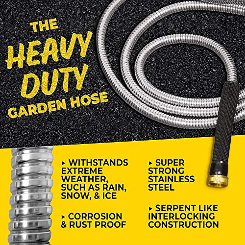 Bionic Steel PRO 75ft Garden Hose with Nozzle, 304 Stainless Steel Metal 75ft Water Hose Flexible Hose, Kink Free, Lightweight & Heavy Duty, Crush Resistant Fitting, Easy Coil, 500 PSI 2025 Model - Image 2