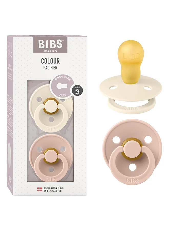 BIBS Colour 2 Pack Latex Pacifier Size 3, Ivory/Blush
