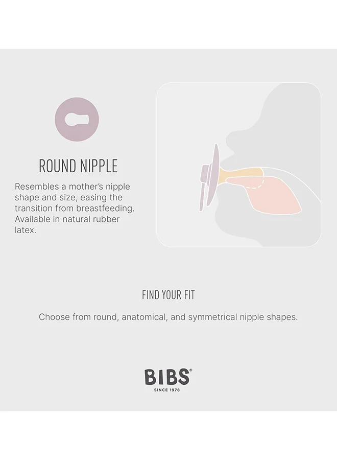 BIBS Colour 2 Pack Latex Pacifier Size 3, Ivory/Blush