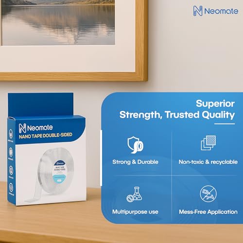 Neomate Double-Sided Heavy Duty Tape 3m | Strong Adhesive Transparent Mounting Tape for Walls, Posters, Carpets | Home & Office Use | 9.8 x 9.8 x 3 cm - Image 5