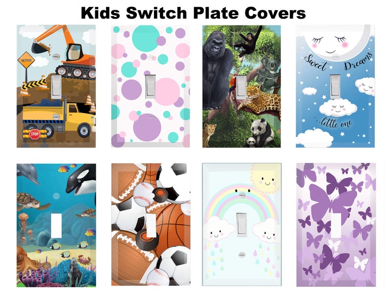 Create-A-Mural Truck Boys Room Light Switch Cover Plate Kids Decorative Tractor Nursery Teen Toddler Room Decor Bedroom Bathroom Playroom (Construction Truck) - Image 4