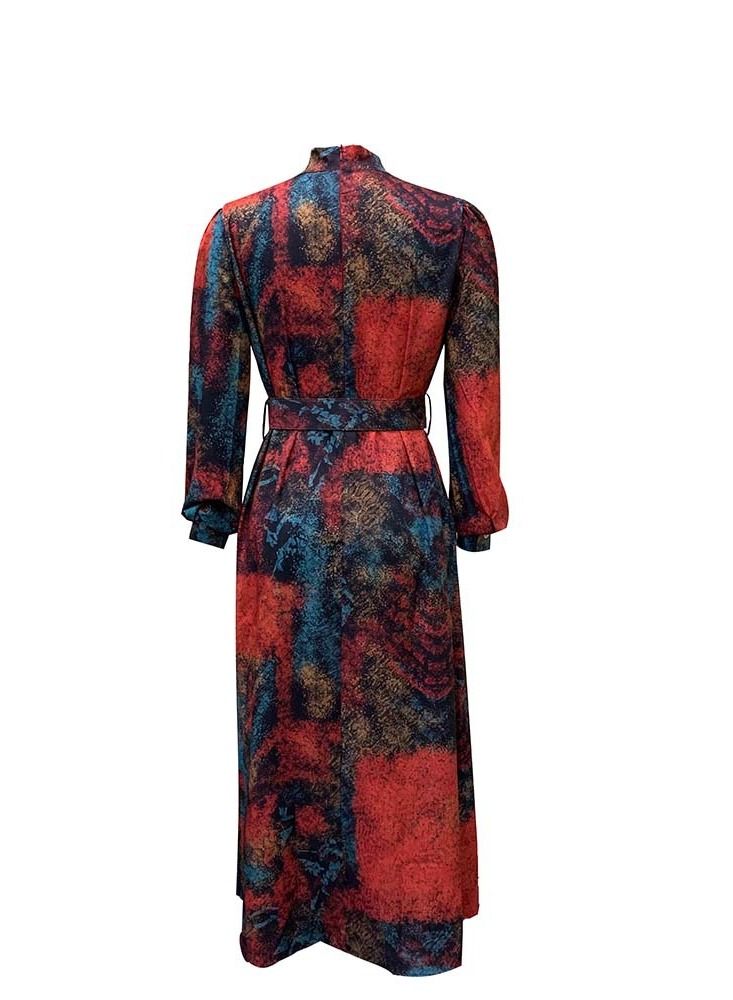 Loquat Long Sleeve High Waist Printed Oversize Dress  - Image 3