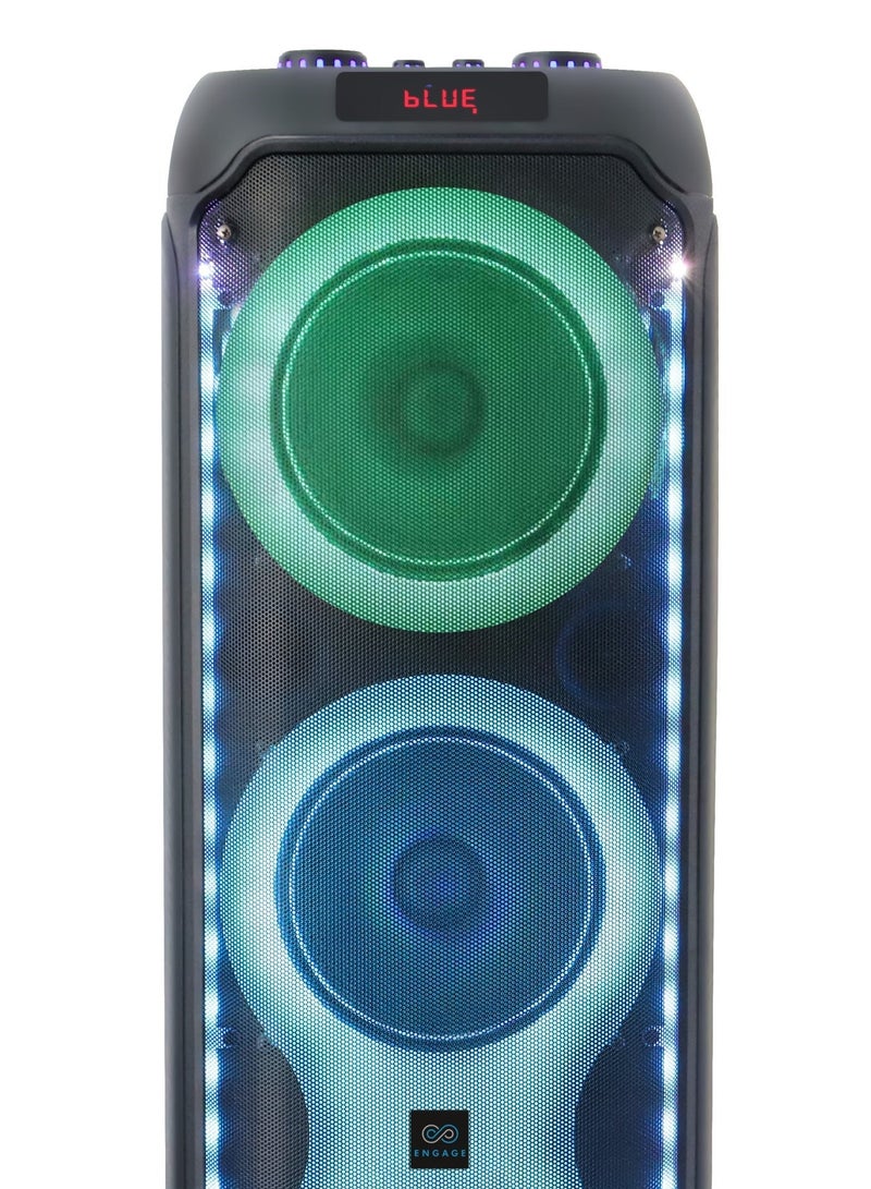 Engage EPS-0832/W60 8"x3 Party Speaker, Dynamic Disco Lights, Rechargeable Battery, Powerful Audio Performance, FM Radio Functionality, Convenient Remote Control, Black - Image 3