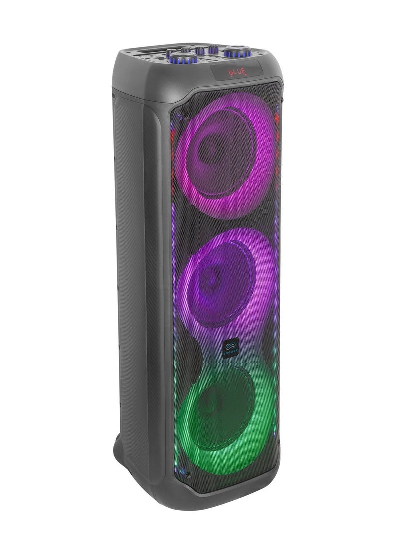 Engage EPS-0832/W60 8"x3 Party Speaker, Dynamic Disco Lights, Rechargeable Battery, Powerful Audio Performance, FM Radio Functionality, Convenient Remote Control, Black - Image 2