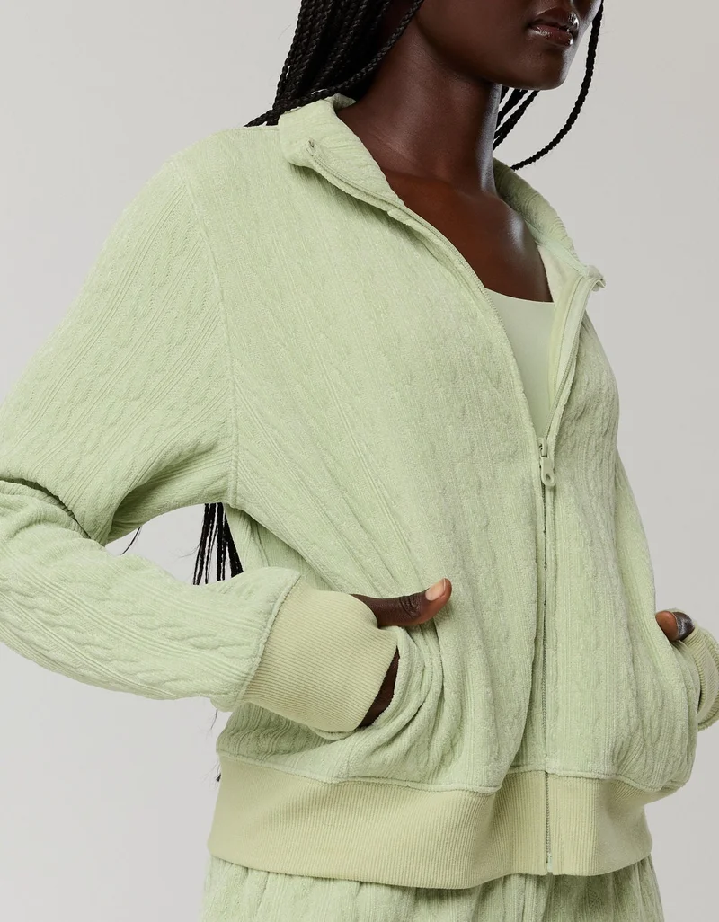 Aerie  OFFLINE By Aerie Cable Lounge Full Zip Sweater for Women | Best Price UAE