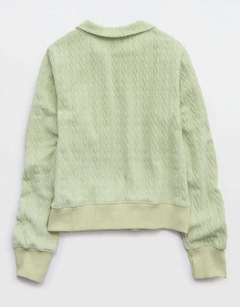 Aerie  OFFLINE By Aerie Cable Lounge Full Zip Sweater for Women | Best Price UAE