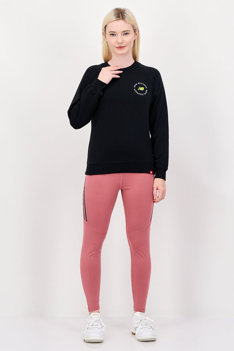 New Balance سويت شيرت خارجي طويل الأكمام للنساء بقصة مريحة، أسود - Image 4