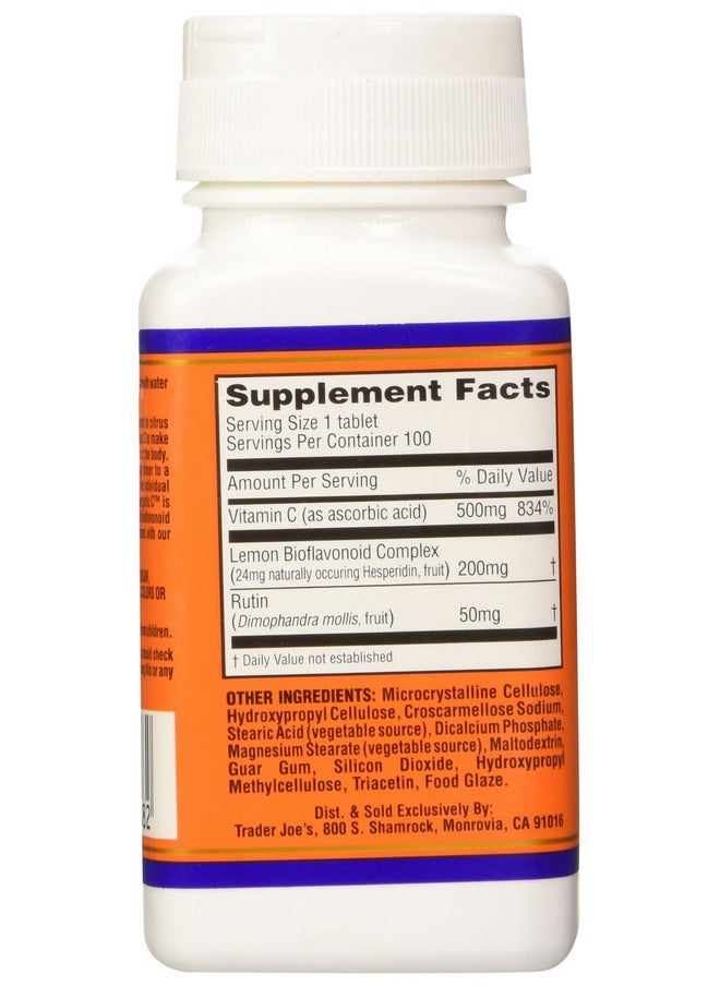 Trader Joe's Trader Joe's Synergistic C Vitamin C Complex 500 Mg with Lemon and Rutin Bioflavonoids, 100 Tablets  - Image 2