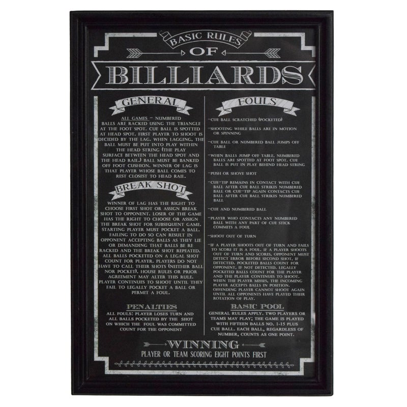 HATHAWAY Hathaway Billiard Game Rules Wall ArtBlack122 x 1 x 183 