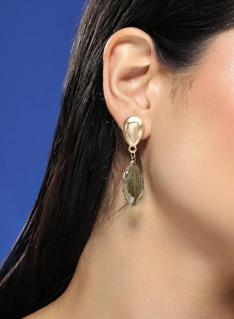 سوهي أقراط متدلية ماركيز جليم للنساء بلون أخضر زمردي من خليط معدني بحجر صناعي وإغلاق ضاغط