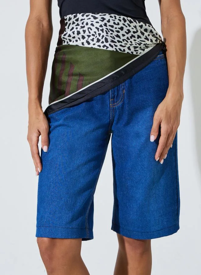 Green Animal Print Square Scarf