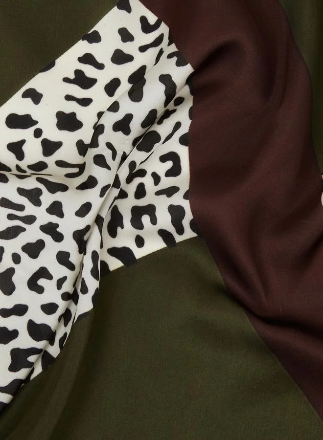 Styli  Green Animal Print Square Scarf for Women | Best Price UAE
