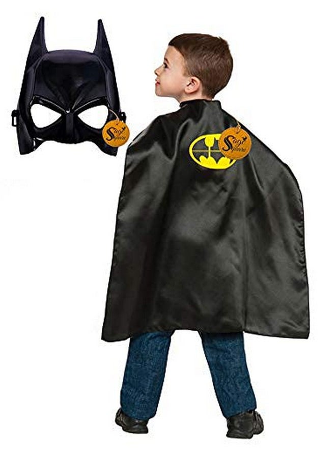 Sage Square Sage Square Satin Bat-Man Mask & Cape For Costume Parties, Cosplay, Birthday Parties And Dress-Up (Combo), Black  - Image 1